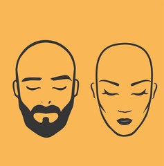 Man and woman bald