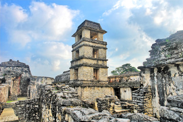 The Palace Observation Tower in the Palace of Palenque
 - obrazy, fototapety, plakaty