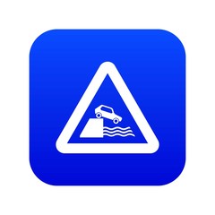 Riverbank traffic sign icon digital blue for any design isolated on white vector illustration