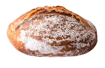 Fresh wheat french bread isolated on white background