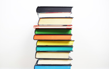 Pile of books isolated on white background