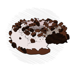 appetizing donut. in chocolate crumbs bitten