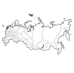 Pskov on administration map of russia