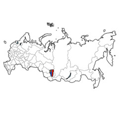 Kemerovo oblast on administration map of russia