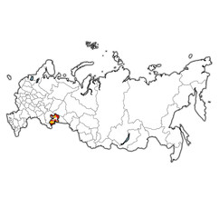 Chelyabinsk Oblast on administration map of russia