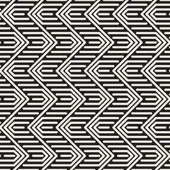 Vector seamless lattice pattern. Geometric striped zigzag lines ornament. Monochrome linear design.