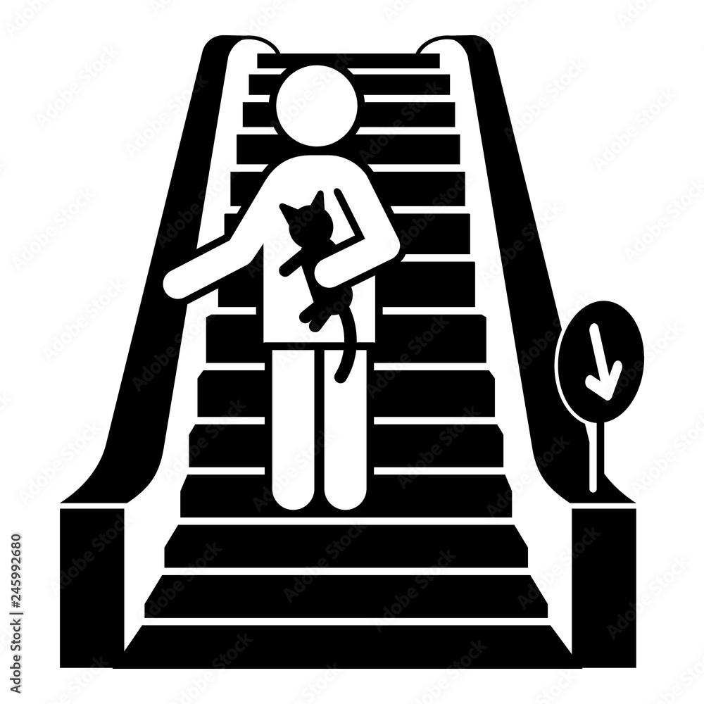 Poster man escalator down icon. simple illustration of man escalator down vector icon for web design isolat