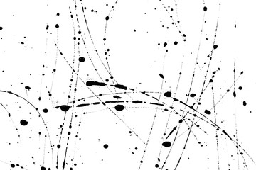 Splashes of black paint on a white background. black paint  following stains