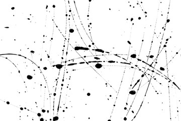 Splashes of black paint on a white background. black paint  following stains