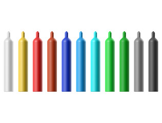 Gas cylinder set isolated on white