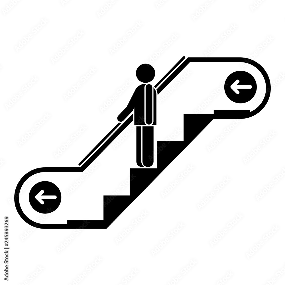 Poster man escalator move down icon. simple illustration of man escalator move down vector icon for web des