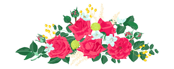 Wedding Card Invite Design, Vector Roses.