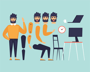 Obraz premium Cartoon character animation. Business. Flat design vector illustration.