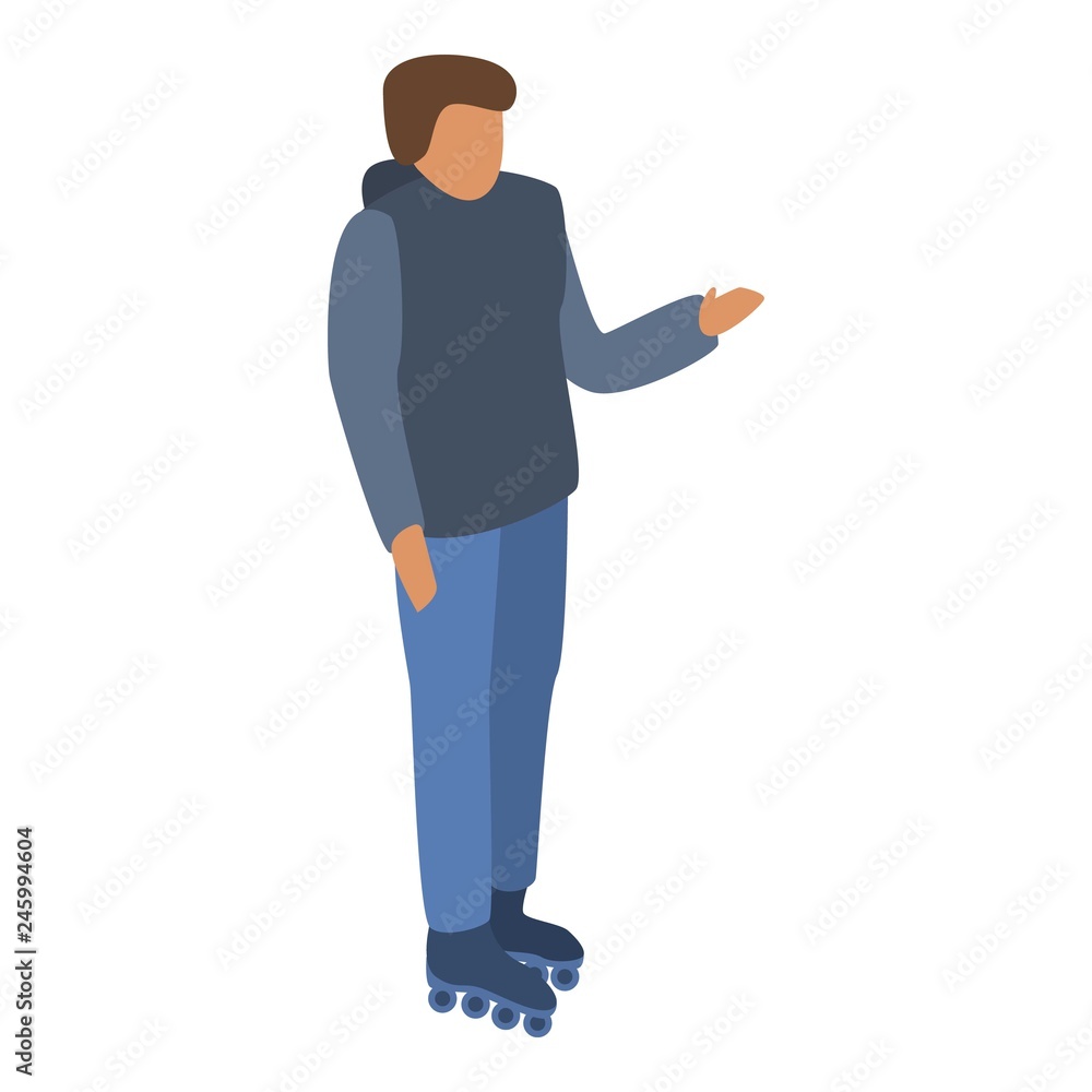 Aufkleber boy with line roller icon. isometric of boy with line roller vector icon for web design isolated on 