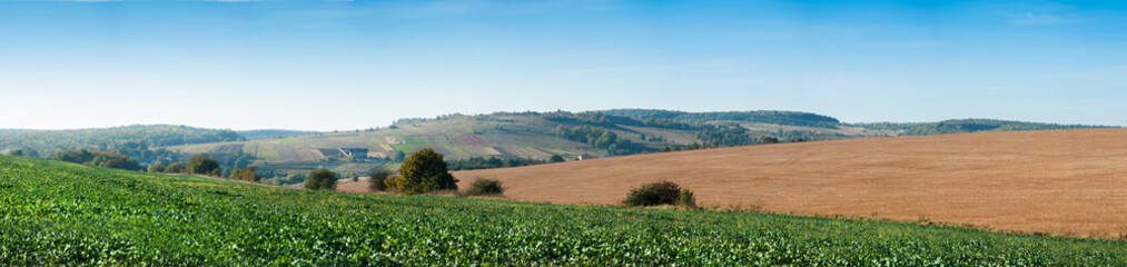 Fototapeta na wymiar Big panoramic appearance lines of colored fields