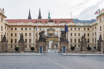Fototapeta na wymiar The entrance to The Prague Castle with no people, Czech Republic