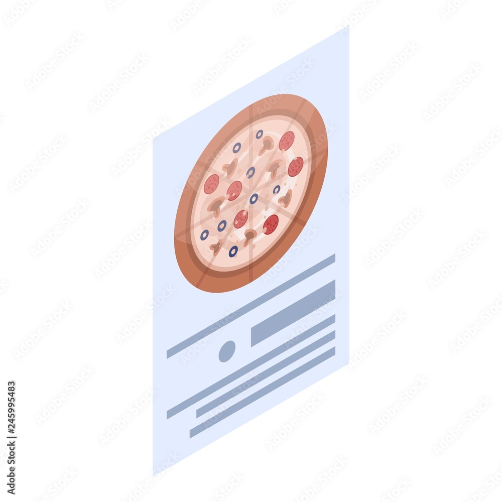 Poster classic pizza menu icon. isometric of classic pizza menu vector icon for web design isolated on whit