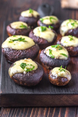 Baked mushrooms stuffed with mozzarella