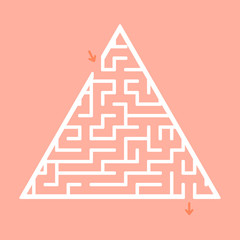 Abstract triangular labyrinth. Game for kids. Puzzle for children. One entrance, one exit. Labyrinth conundrum. Flat vector illustration isolated on color background.