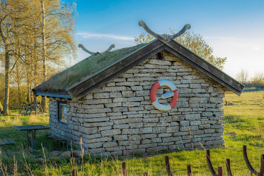 Picture of traditional scandinavian fisherman house from stone