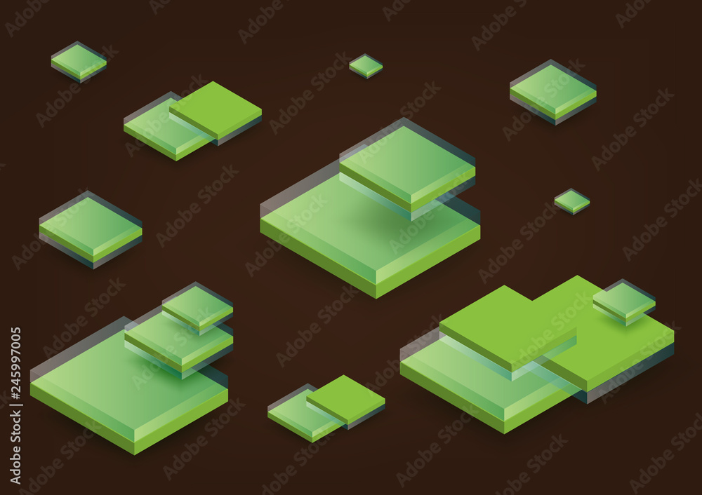 Poster modern isometric background. blockchain concept banner with cubes and blocks.