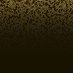 Vector abstract golden halftone pattern on black background. Gold luxury dotted design template