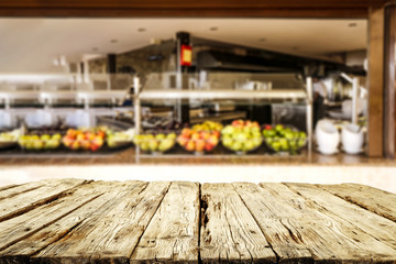 Table background and restaurant interior 
