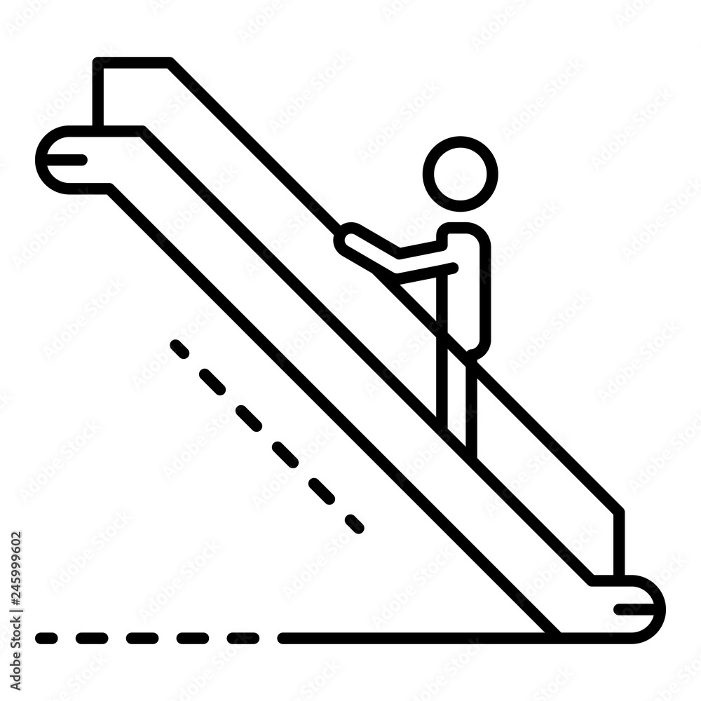 Poster man up escalator icon. outline man up escalator vector icon for web design isolated on white backgro