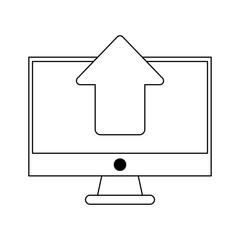computer uploading files symbol black and white