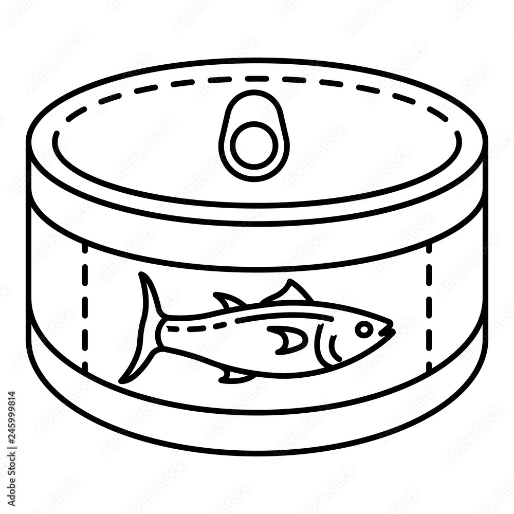Poster tuna tin can icon. outline tuna tin can vector icon for web design isolated on white background