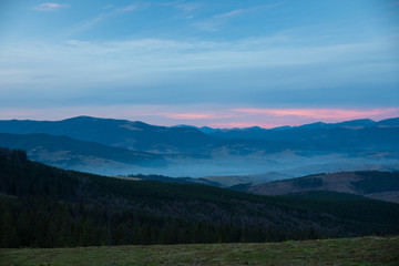 Beautiful dramatic sunset in the mountains autumn