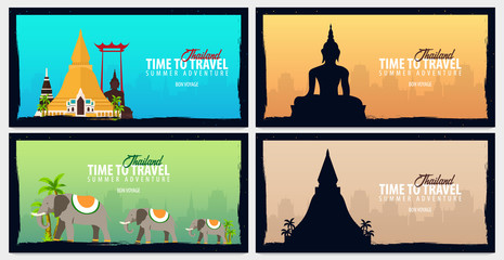 Thailand. Time to Travel set of banners. Vector illustration