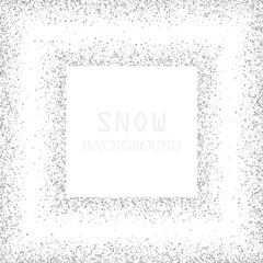 Falling glitter confetti. Vector silver dust, explosion isolated on white. Sparkling glitter border, festive frame.