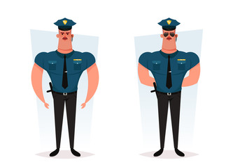 Funny Cartoon Character - Policeman. Vector Illustration