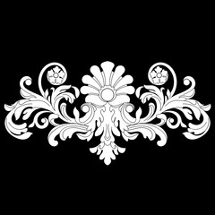 Black vintage baroque ornament, corner. Retro pattern antique style acanthus.