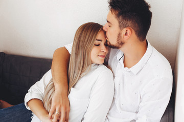 Beautiful couple at home