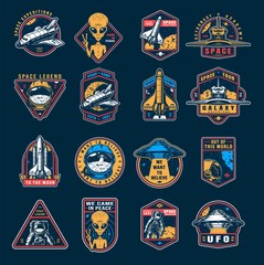 VIntage space colorful emblems set