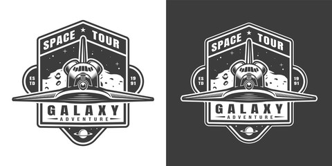 Vintage monochrome space tour emblem