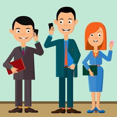 A team of like-minded people, all talking on the phone.