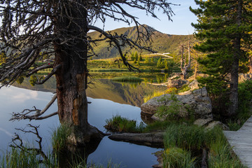 Mountain Lake with Reflections in the Golden Hour