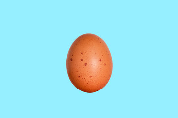 Egg brown with stains moles on a blue background