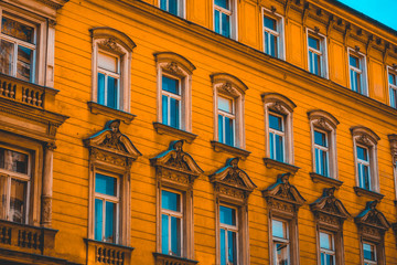 Fototapeta na wymiar Colorful orange historic stone building