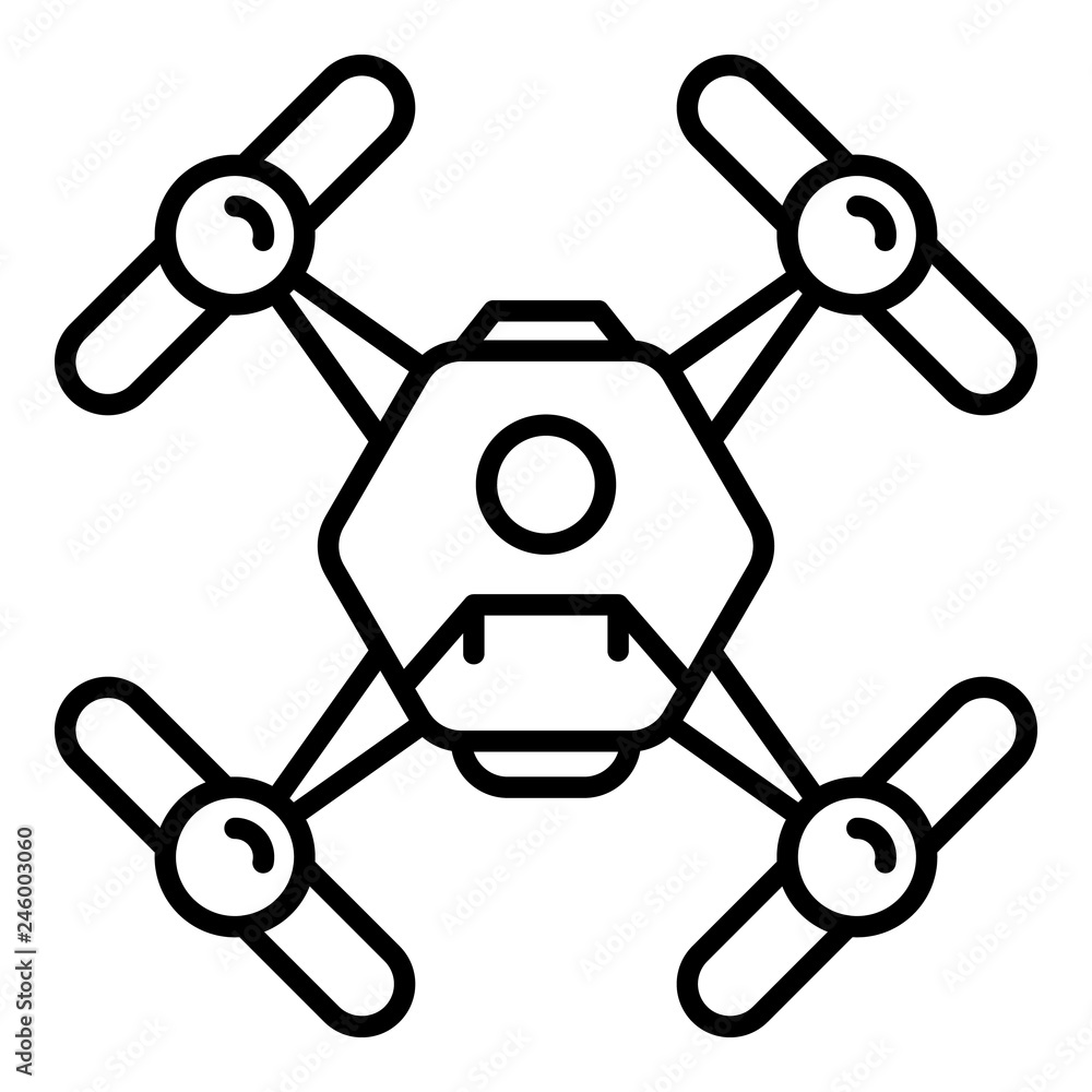 Poster quadcopter icon. outline quadcopter vector icon for web design isolated on white background