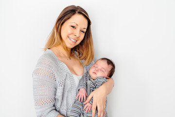 A Studio shot of loving mother holding baby