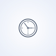 Wall clock, vector best gray line icon