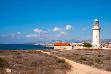 Fototapeta na wymiar View to Paphos Lighthouse, Paphos, Cyprus