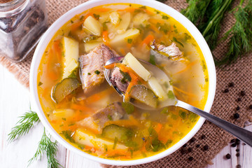 Fish soup from canned fish