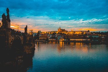 Naklejka premium The Charles bridge and city of Prague