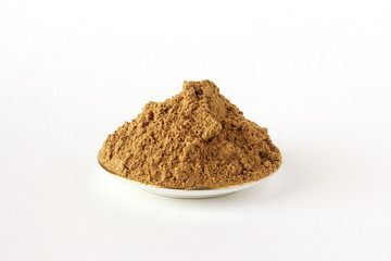 Cumin or caraway seeds  powder isolated on white background