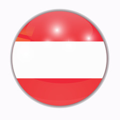 Bright button with flag of Austria. Happy Austria day background. Bright illustration with flag and white background.